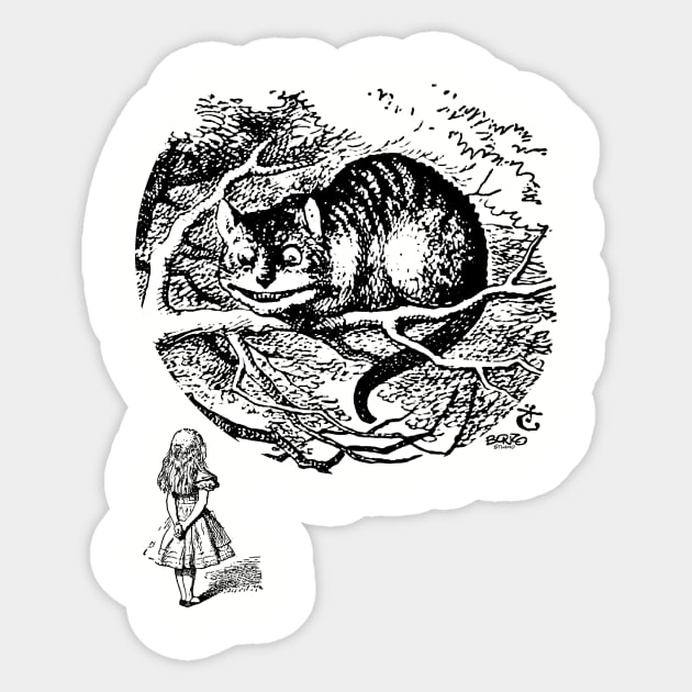 Cheshire Cat with Alice Sticker by BonzoTee